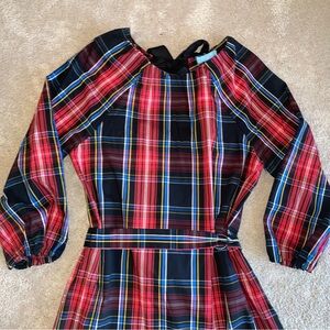 Draper James Plaid Red Black Blue Yellow Top